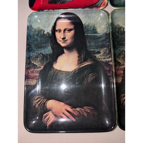 Set Of 4 Decorative Renaissance-Themed Melamine Rectangular Trays Featuring Mona - Picture 4 of 10